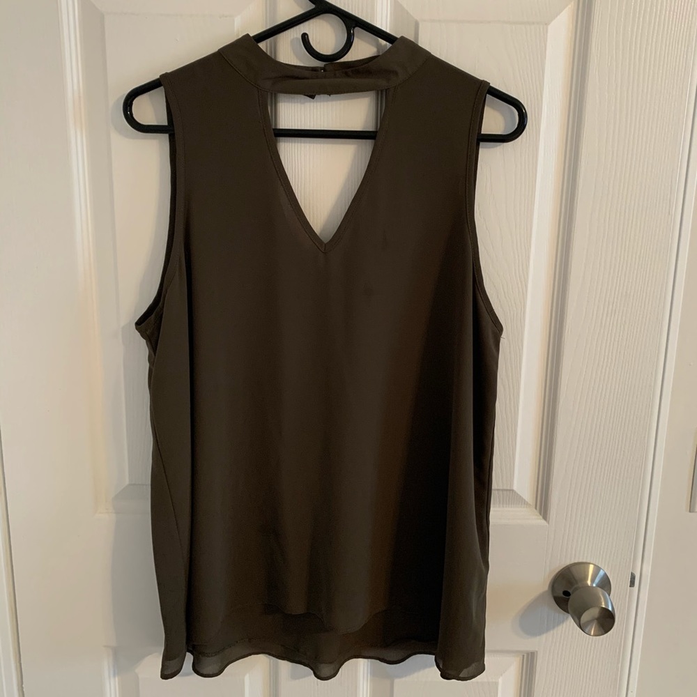 Olive Green Sleeveless Blouse